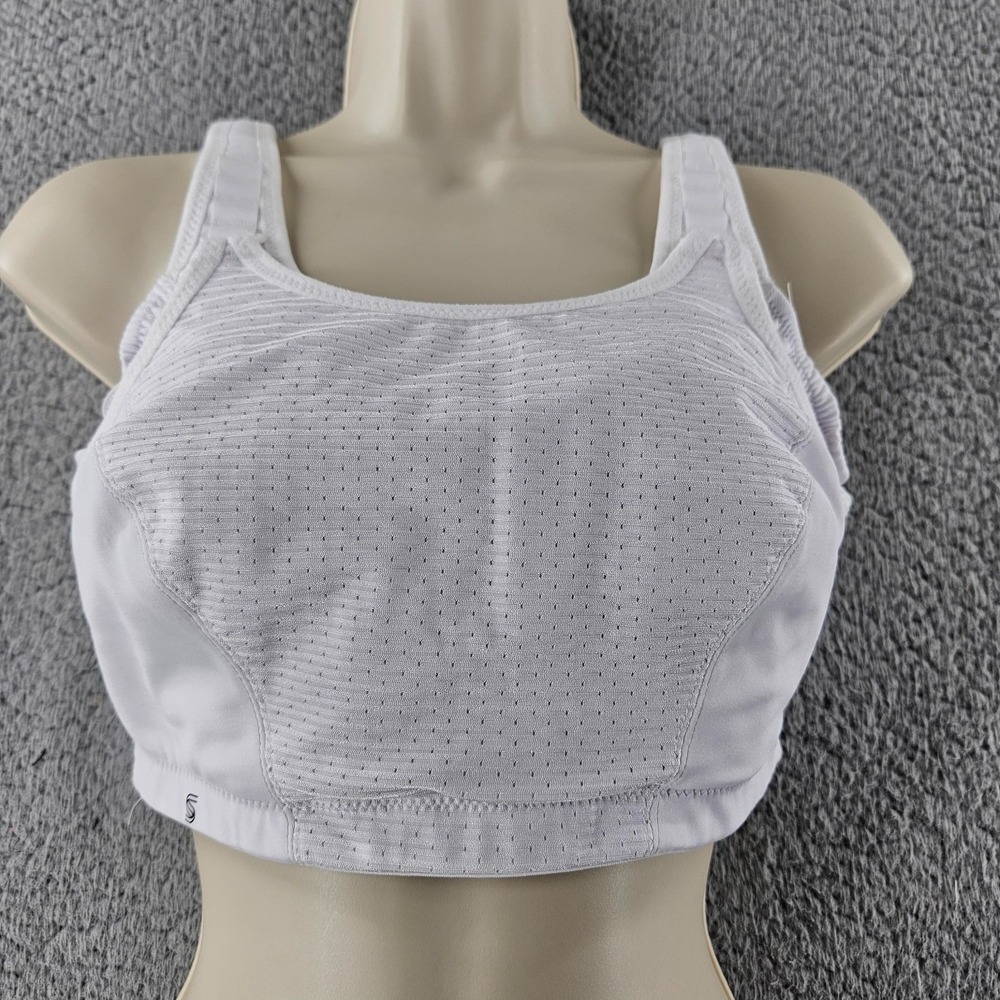 Glamorise Bra Women 38D White Custom Control Wirefree Sports Bra 1166 Adjustable